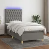 Image de Sommier À Lattes De Lit Et Matelas Et Led Gris Foncé 100x200 Cm Vidaxl