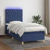 Image de Sommier À Lattes De Lit Et Matelas Et Led Bleu 100x200 Cm Tissu Vidaxl