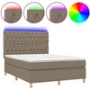 Image de Sommier À Lattes De Lit Et Matelas Et Led Taupe 140x190cm Tissu Vidaxl