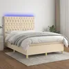 Image de Sommier À Lattes De Lit Et Matelas Et Led Crème 140x190cm Tissu Vidaxl