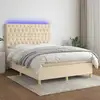 Image de Sommier À Lattes De Lit Et Matelas Et Led Crème 140x200cm Tissu Vidaxl