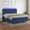 Image de Sommier À Lattes De Lit Et Matelas Et Led Bleu 160x200 Cm Tissu Vidaxl