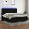 Image de Sommier À Lattes De Lit Et Matelas Et Led Noir 200x200 Cm Tissu Vidaxl