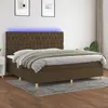 Image de Sommier À Lattes De Lit Matelas Et Led Marron Foncé 200x200 Cm Vidaxl