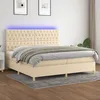 Image de Sommier À Lattes De Lit Et Matelas Et Led Crème 200x200cm Tissu Vidaxl
