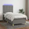 Image de Sommier À Lattes De Lit Et Matelas Et Led Gris Foncé 90x190 Cm Vidaxl