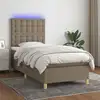 Image de Sommier À Lattes De Lit Et Matelas Et Led Taupe 90x190 Cm Tissu Vidaxl