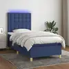 Image de Sommier À Lattes De Lit Et Matelas Et Led Bleu 90x190 Cm Tissu Vidaxl