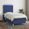 Image de Sommier À Lattes De Lit Et Matelas Et Led Bleu 90x200 Cm Tissu Vidaxl