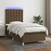 Image de Sommier À Lattes De Lit Matelas Et Led Marron Foncé 100x200 Cm Vidaxl