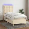 Image de Sommier À Lattes De Lit Et Matelas Et Led Crème 100x200cm Tissu Vidaxl