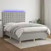 Image de Sommier À Lattes De Lit Et Matelas Et Led Gris Clair 140x190 Cm Vidaxl