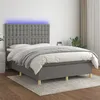 Image de Sommier À Lattes De Lit Et Matelas Et Led Gris Foncé 140x200 Cm Vidaxl