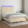 Image de Sommier À Lattes De Lit Et Matelas Et Led Crème 140x200cm Tissu Vidaxl