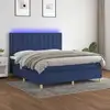 Image de Sommier À Lattes De Lit Et Matelas Et Led Bleu 160x200 Cm Tissu Vidaxl