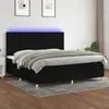 Image de Sommier À Lattes De Lit Et Matelas Et Led Noir 200x200 Cm Tissu Vidaxl