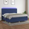 Image de Sommier À Lattes De Lit Et Matelas Et Led Bleu 200x200 Cm Tissu Vidaxl