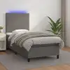 Image de Sommier À Lattes De Lit Avec Matelas Et Led Gris 90x190 Cm Vidaxl