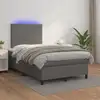 Image de Sommier À Lattes De Lit Avec Matelas Et Led Gris 120x200 Cm Vidaxl