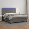 Image de Sommier À Lattes De Lit Avec Matelas Et Led Gris 180x200 Cm Vidaxl