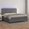 Image de Sommier À Lattes De Lit Avec Matelas Et Led Gris 200x200 Cm Vidaxl