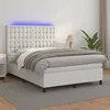 Image de Sommier À Lattes De Lit Avec Matelas Et Led Blanc 140x190 Cm Vidaxl