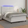 Image de Sommier À Lattes De Lit Avec Matelas Et Led Blanc 140x200 Cm Vidaxl