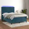 Image de Sommier À Lattes De Lit Avec Matelas Led Bleu Foncé 140x190 Cm Vidaxl