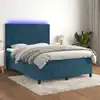 Image de Sommier À Lattes De Lit Avec Matelas Led Bleu Foncé 140x200 Cm Vidaxl