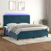 Image de Sommier À Lattes De Lit Avec Matelas Led Bleu Foncé 200x200 Cm Vidaxl