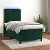 Image de Sommier À Lattes De Lit Avec Matelas Et Led Vert Foncé 90x190cm Vidaxl