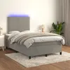 Image de Sommier À Lattes De Lit Matelas Et Led Gris Clair 120x200 Cm Vidaxl