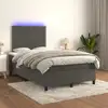 Image de Sommier À Lattes De Lit Matelas Et Led Gris Foncé 120x200 Cm Vidaxl