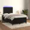 Image de Sommier À Lattes De Lit Matelas Et Led Noir 120x200 Cm Velours Vidaxl