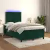 Image de Sommier À Lattes De Lit Matelas Et Led Vert Foncé 120x200 Cm Vidaxl