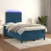Image de Sommier À Lattes De Lit Matelas Et Led Bleu Foncé 120x200 Cm Vidaxl