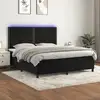 Image de Sommier À Lattes De Lit Matelas Et Led Noir 160x200 Cm Velours Vidaxl
