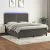 Image de Sommier À Lattes De Lit Matelas Et Led Gris Foncé 180x200 Cm Vidaxl
