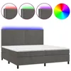 Image de Sommier À Lattes De Lit Matelas Et Led Gris Foncé 200x200 Cm Vidaxl