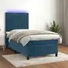 Image de Sommier À Lattes De Lit Et Matelas Et Led Bleu Foncé 90x190 Cm Vidaxl