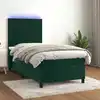 Image de Sommier À Lattes De Lit Et Matelas Et Led Vert Foncé 90x200 Cm Vidaxl