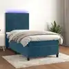 Image de Sommier À Lattes De Lit Et Matelas Et Led Bleu Foncé 90x200 Cm Vidaxl