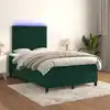 Image de Sommier À Lattes De Lit Matelas Et Led Vert Foncé 120x200 Cm Vidaxl