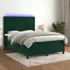 Image de Sommier À Lattes De Lit Matelas Et Led Vert Foncé 140x190 Cm Vidaxl