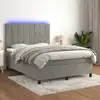 Image de Sommier À Lattes De Lit Matelas Et Led Gris Clair 140x200 Cm Vidaxl