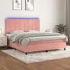 Image de Sommier À Lattes De Lit Matelas Et Led Rose 180x200 Cm Velours Vidaxl