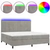 Image de Sommier À Lattes De Lit Matelas Et Led Gris Clair 200x200 Cm Vidaxl