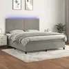 Image de Sommier À Lattes De Lit Avec Matelas Led Gris Clair 160x200 Cm Vidaxl
