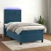 Image de Sommier À Lattes De Lit Matelas Led Bleu Foncé 90x200cm Velours Vidaxl