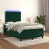 Image de Sommier À Lattes De Lit Avec Matelas Led Vert Foncé 120x200 Cm Vidaxl